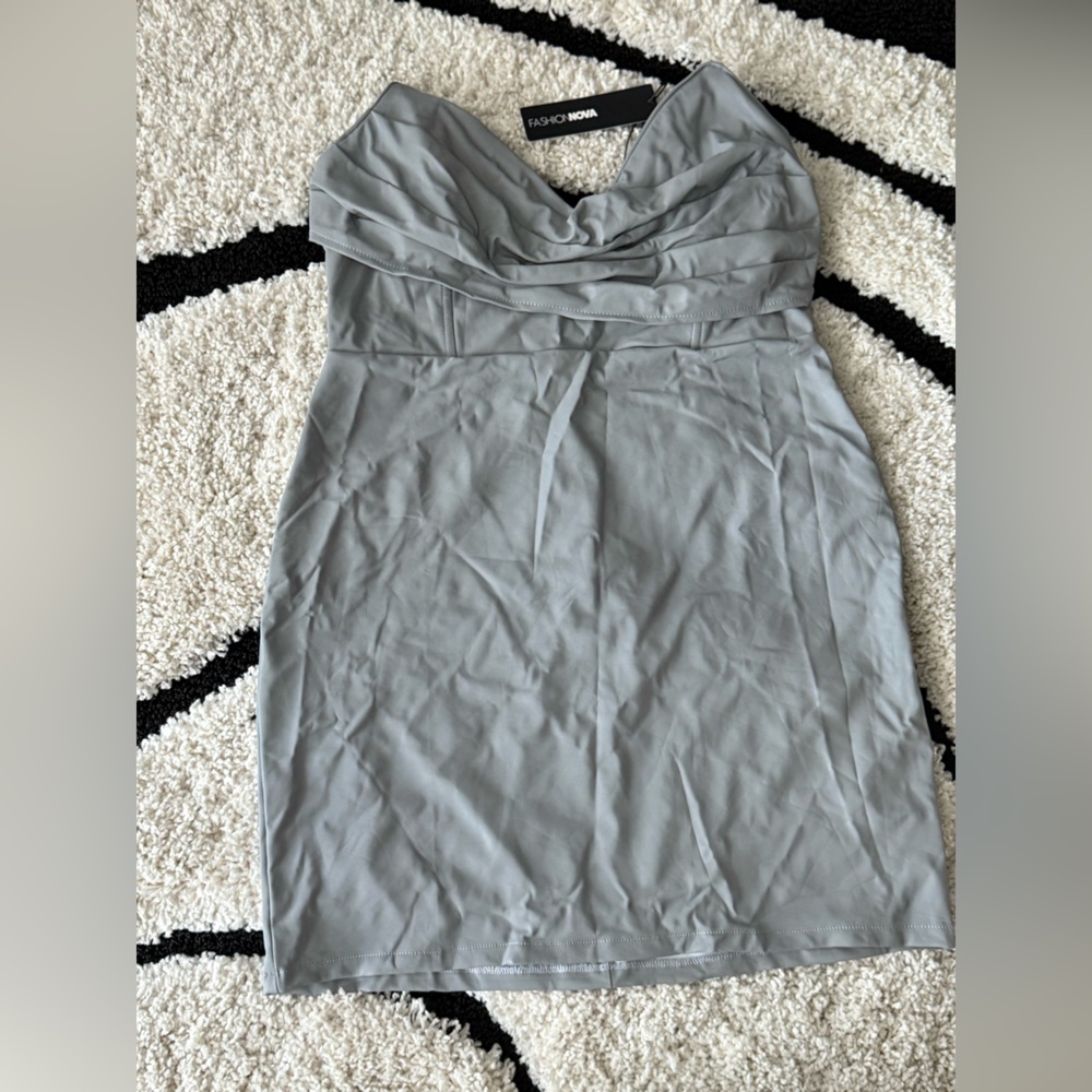 Fashion Nova Reflective Strapless Dress